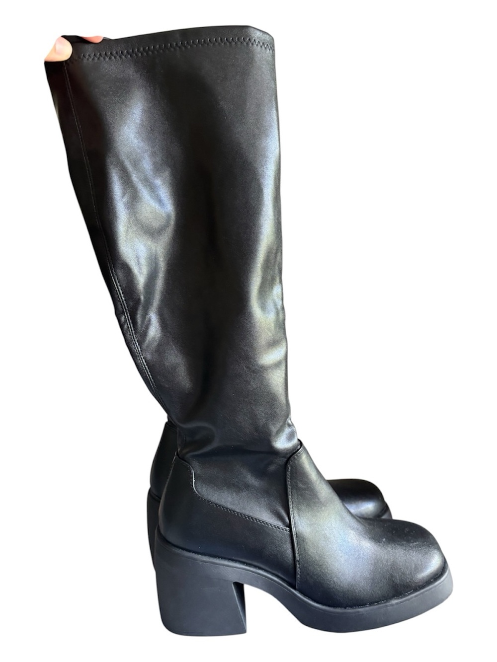 Steve Madden Tall Calf Boots Chunky Platform High Heel Goth Pinup Y2K 90s